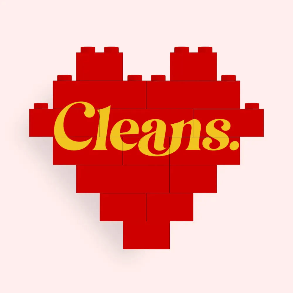 Cleans Heart Shaped Red Building Blocks