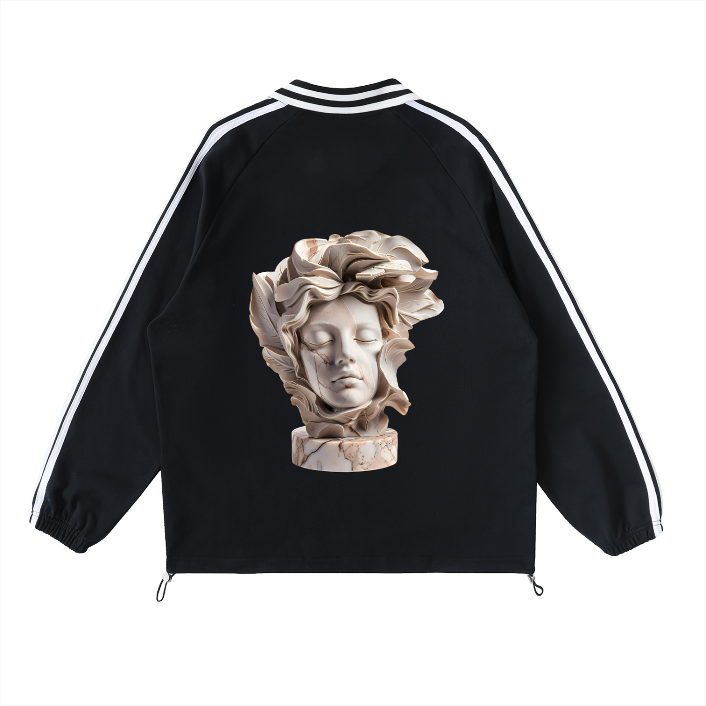 Contrast Striped Lapel Collar Sweatshirt