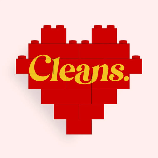 Cleans Heart Shaped Red Building Blocks